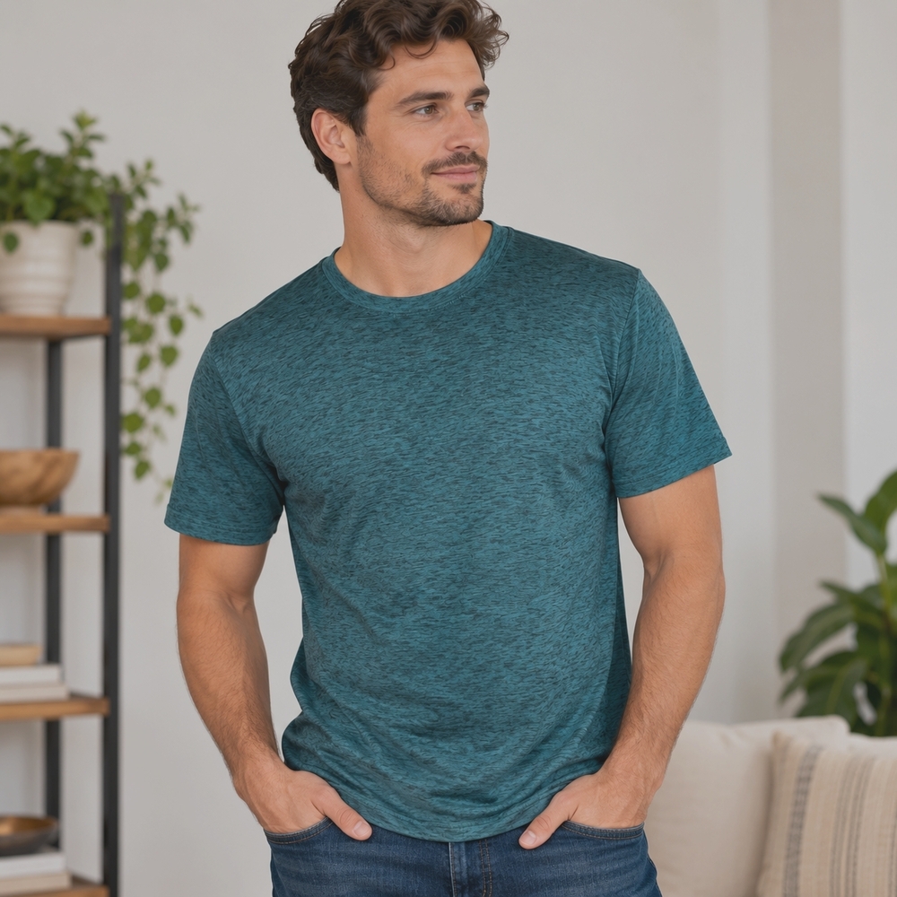Real Essentials Mens L Active Dry-Fit Moisture Wicking Stretch TShirt Green NWOT